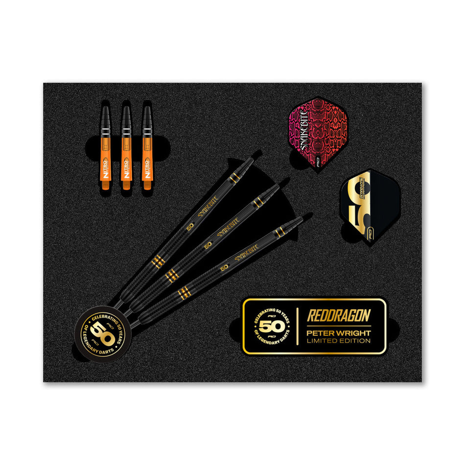 Red Dragon Peter Wright 50 Years Limited Edition 90% Tungsten Steel Tip Darts