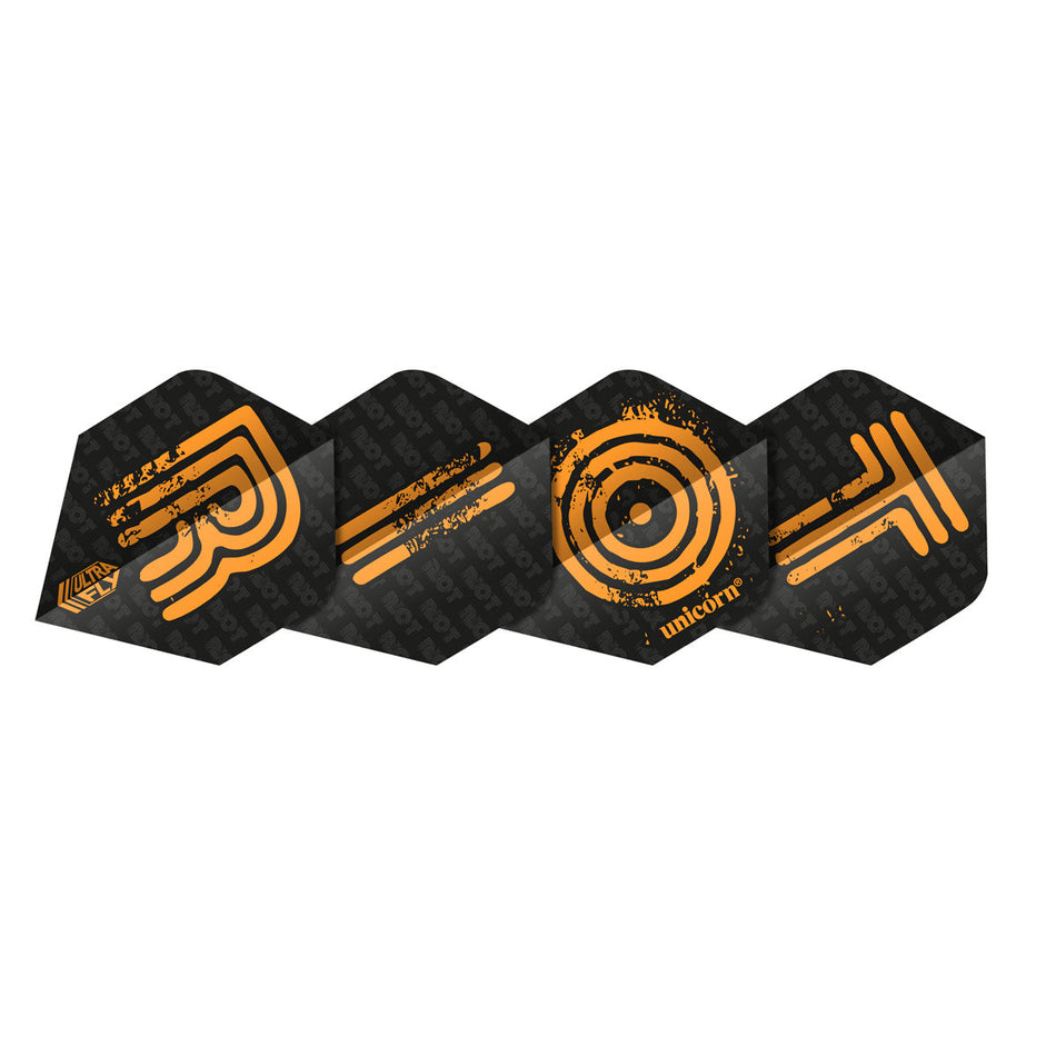 Ultrafly.100 RIOT Orange Standard Dart Flights by Unicorn