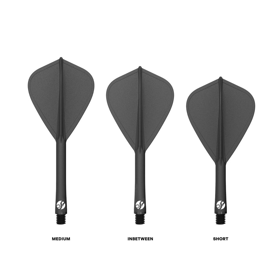 Shot Flight Deck One Piece Dart Flight and Shaft System Black Kite