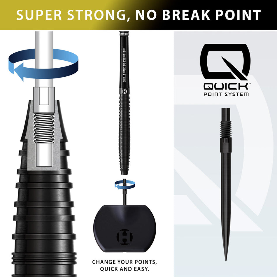 Harrows NX90 Tapered Black Edition Quick Point 90% Tungsten Steel Tip Darts