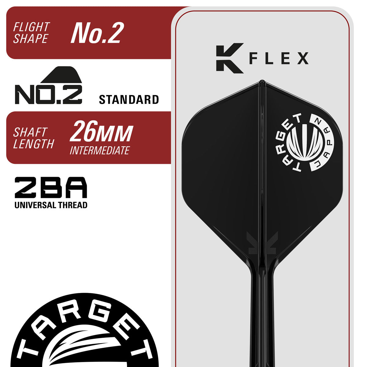 Flight specifications and dimensions for the Target Japan Paul Lim The Legend Swiss Point 90% Tungsten Steel Tip Darts