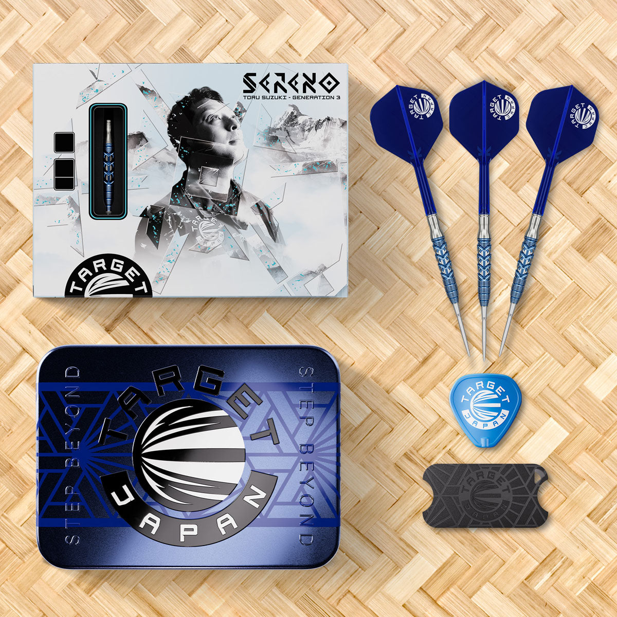Lifestyle image of the Sereno G3 Swiss Point Darts in a premium darts setup