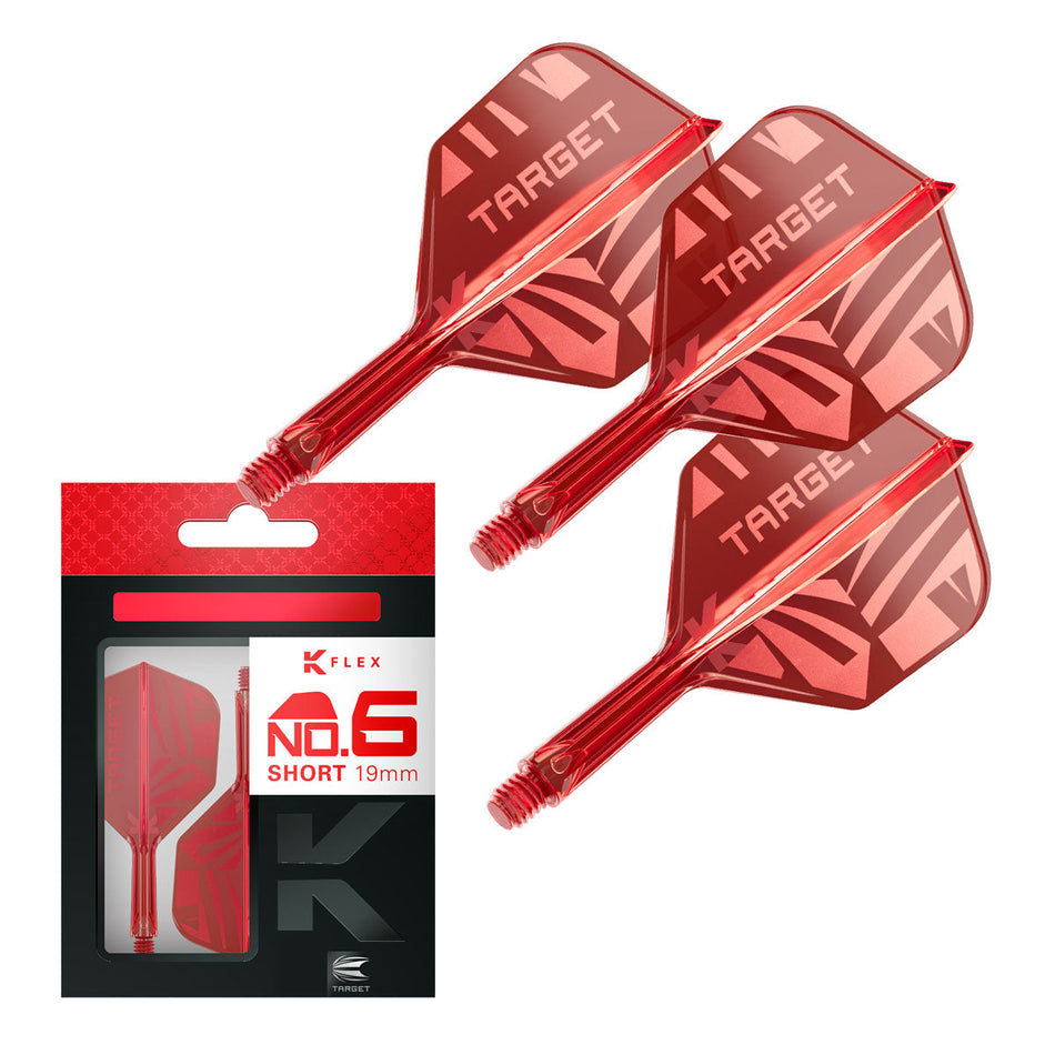 Target Printed Red K-Flex Integrated Flights & Shafts No6