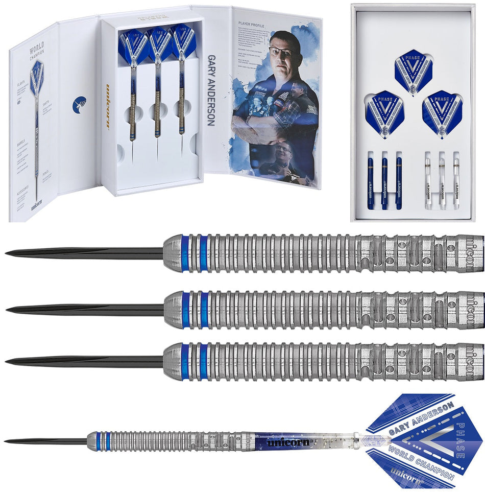 Gary Anderson 90% Tungsten Phase 5 World Champion Steel Tip Darts by Unicorn