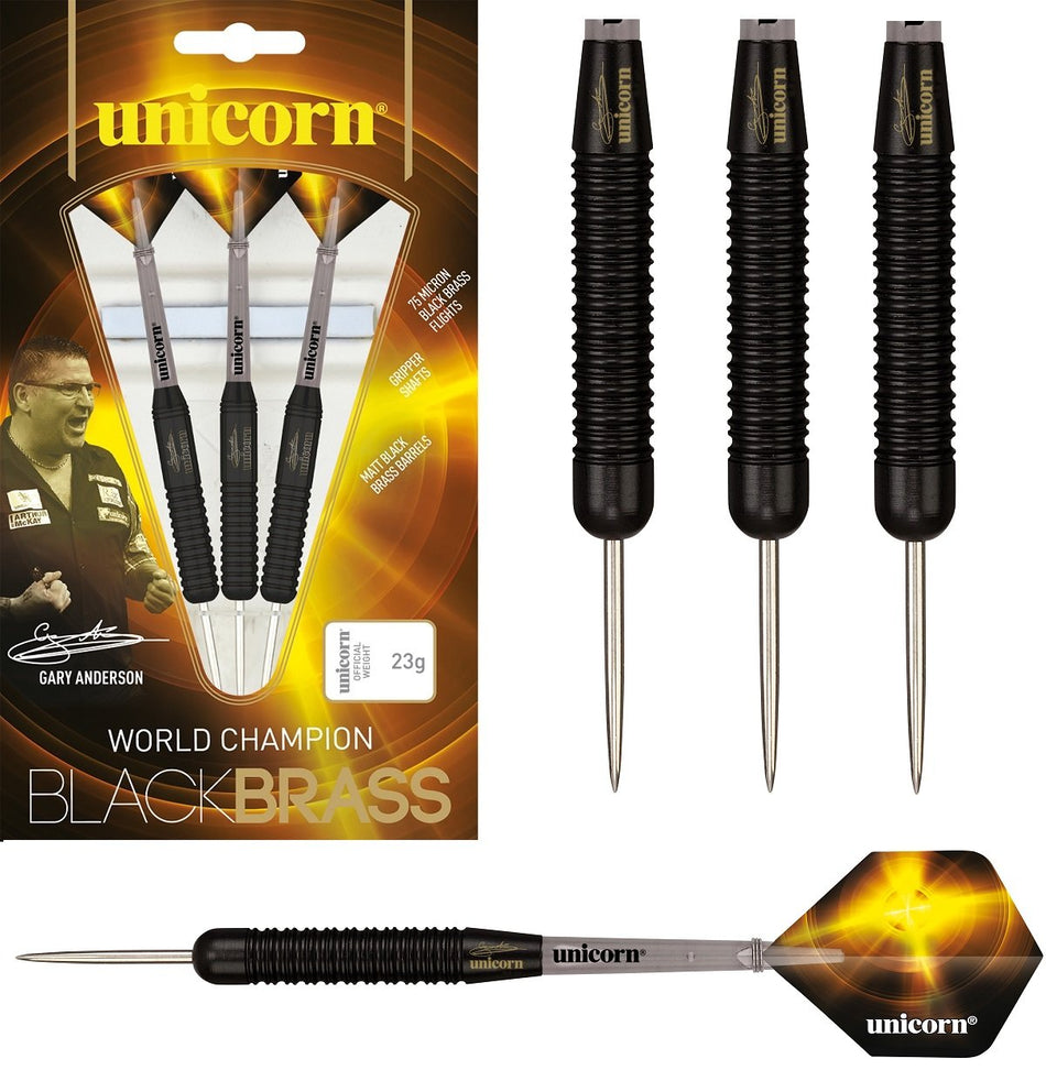 Unicorn Gary Anderson Style 1 Black Brass Steel Tip Darts