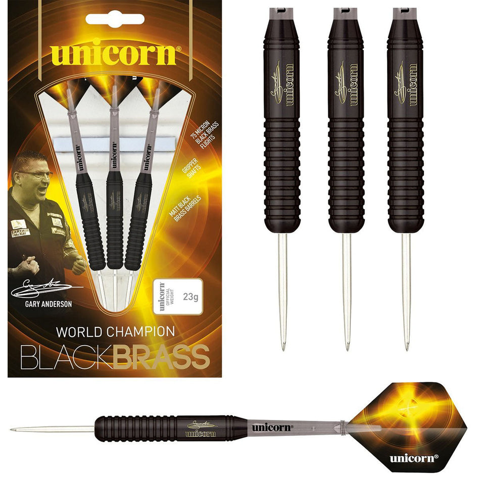 Unicorn Gary Anderson Style 2  Black Brass Steel Tip Darts