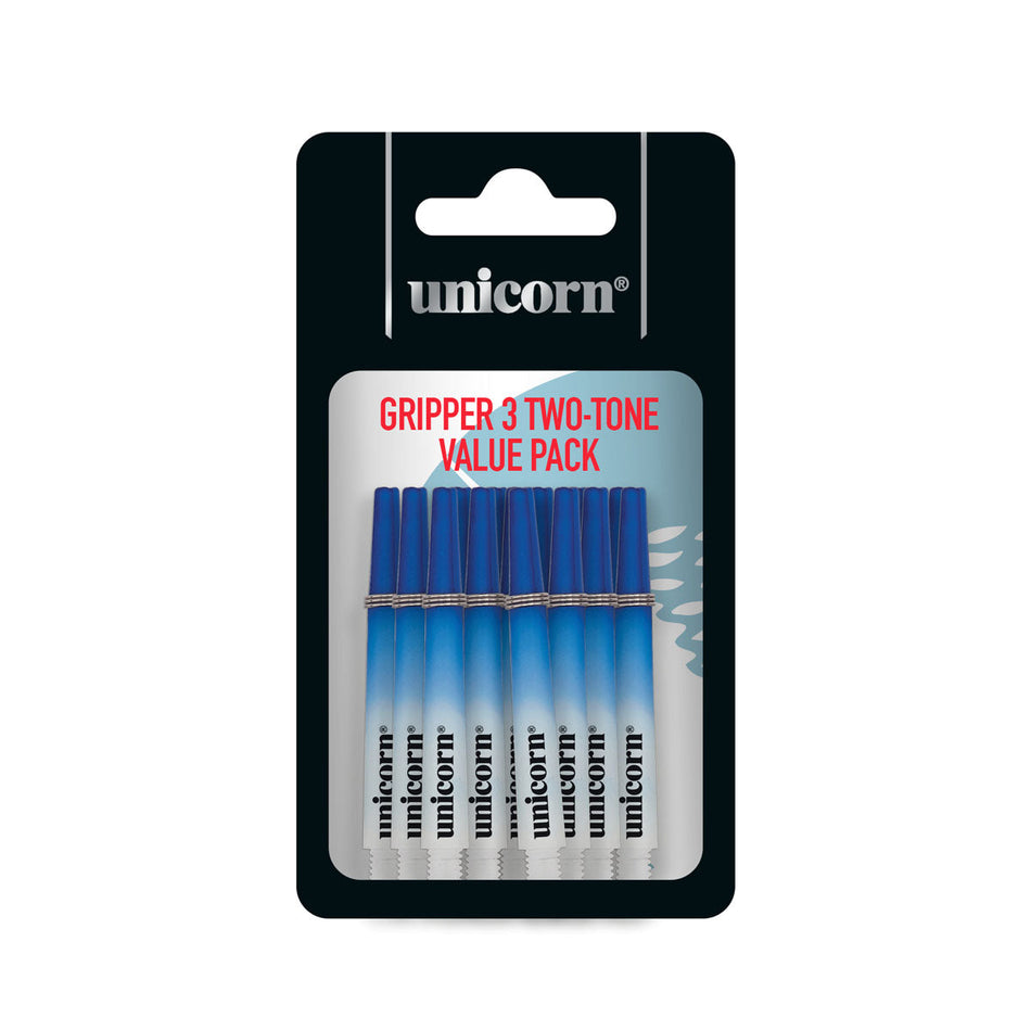 Unicorn Gripper 3 Value Pack Blue / White Two Tone Ring Grip Dart Stems / Shafts