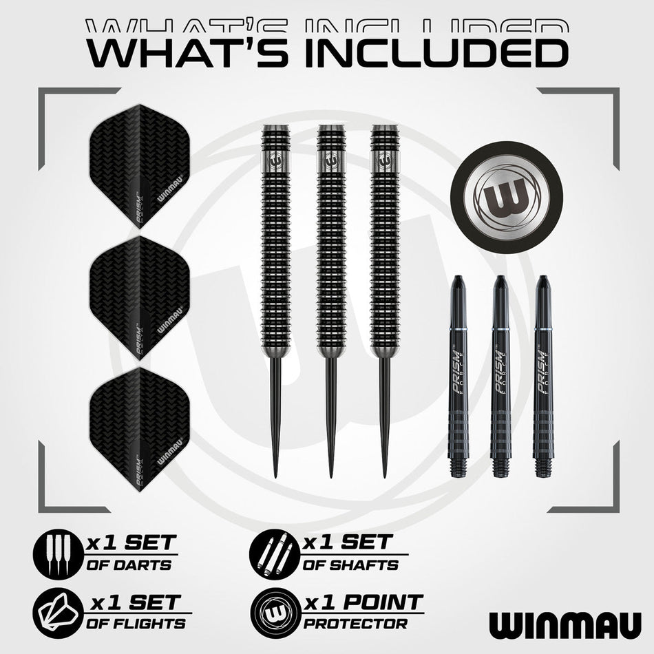 Winmau Blackout 90% Tungsten Steel Tip Darts - Straight Barrel