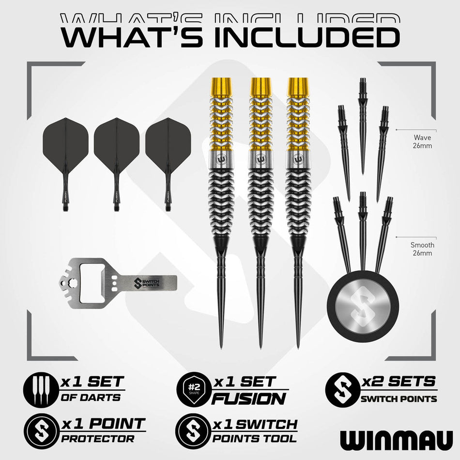 Winmau Exion Torpedo Switch Point 90% Tungsten Steel Tip Darts