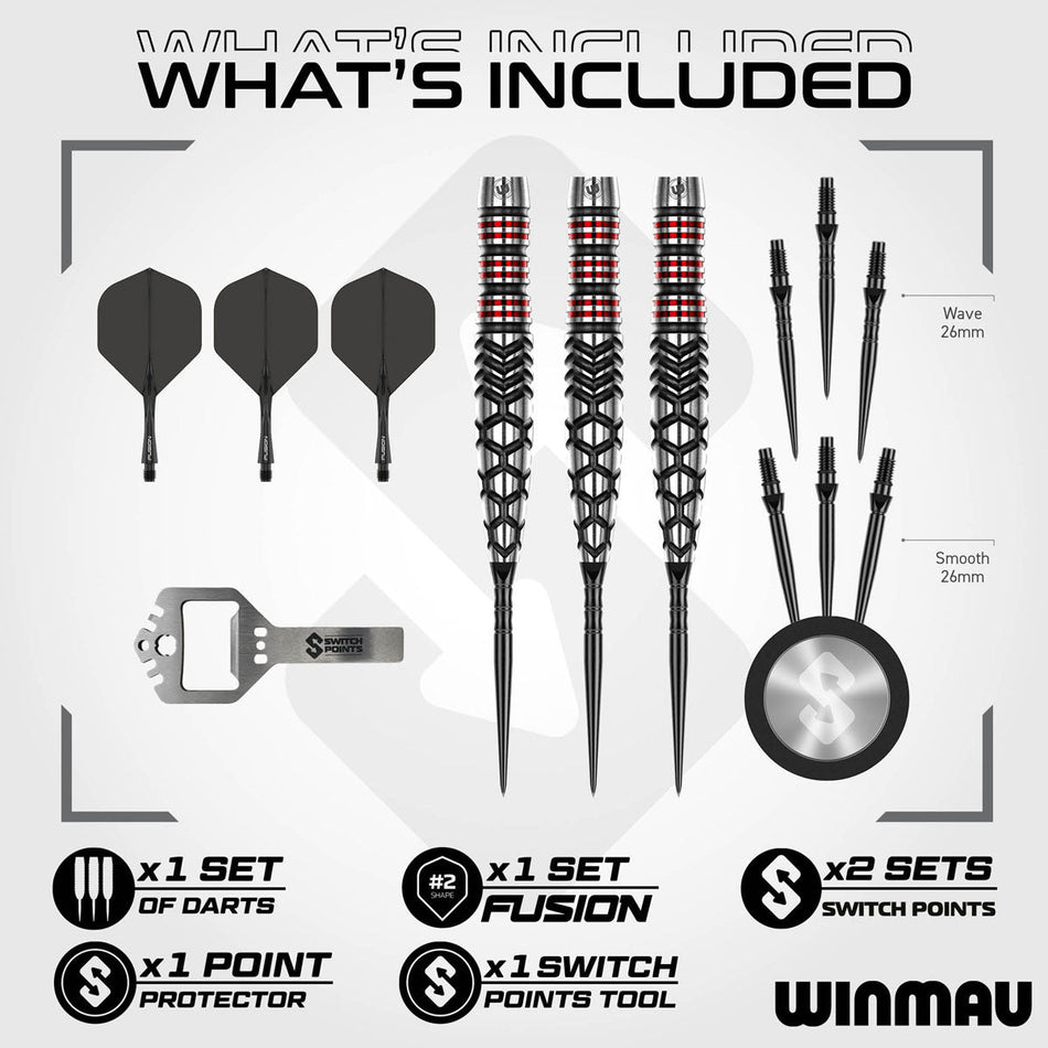 Winmau Fornax Torpedo Switch Point 90% Tungsten Steel Tip Darts
