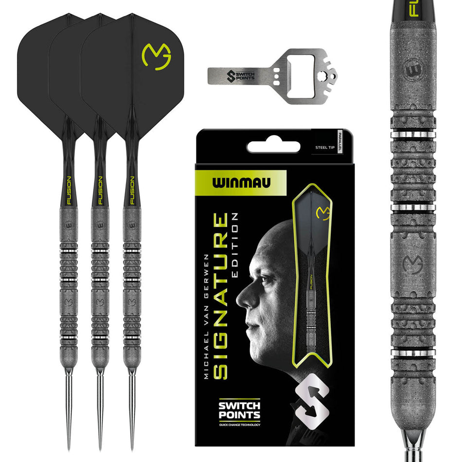 Winmau Michael van Gerwen MvG Signature Edition Switch Point 90% Tungsten Steel Tip Darts